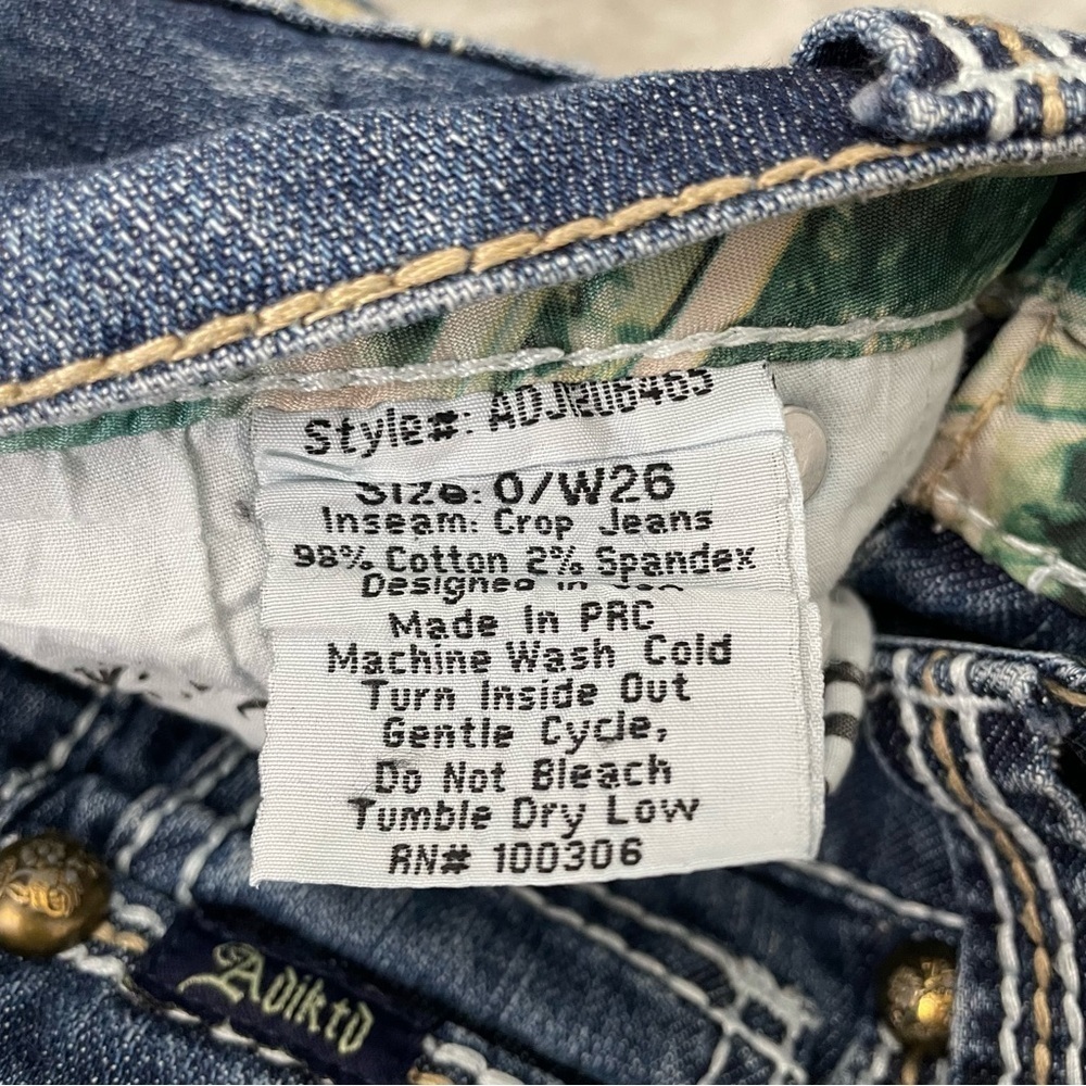 Adiktd Dark Wash Denim Jean Capris Women's Size 0 / 26 Y2K Style - Picture 7 of 10